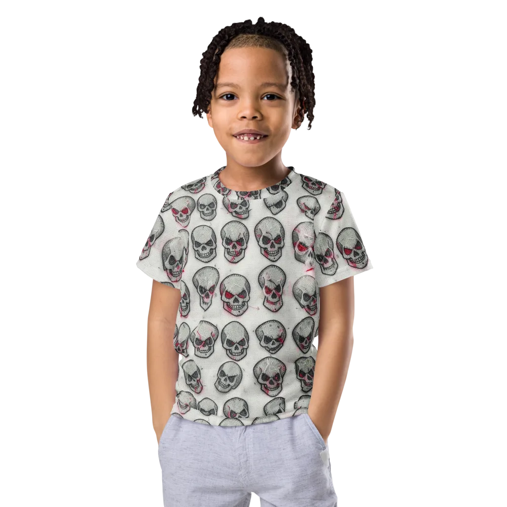 Embroidered Requiem on Kids Crew Neck T-Shirt — Front