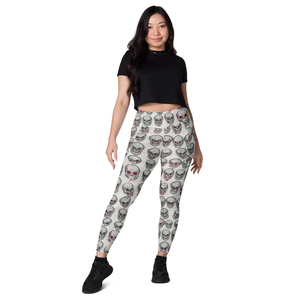 Embroidered Requiem on Leggings with Pockets — Front