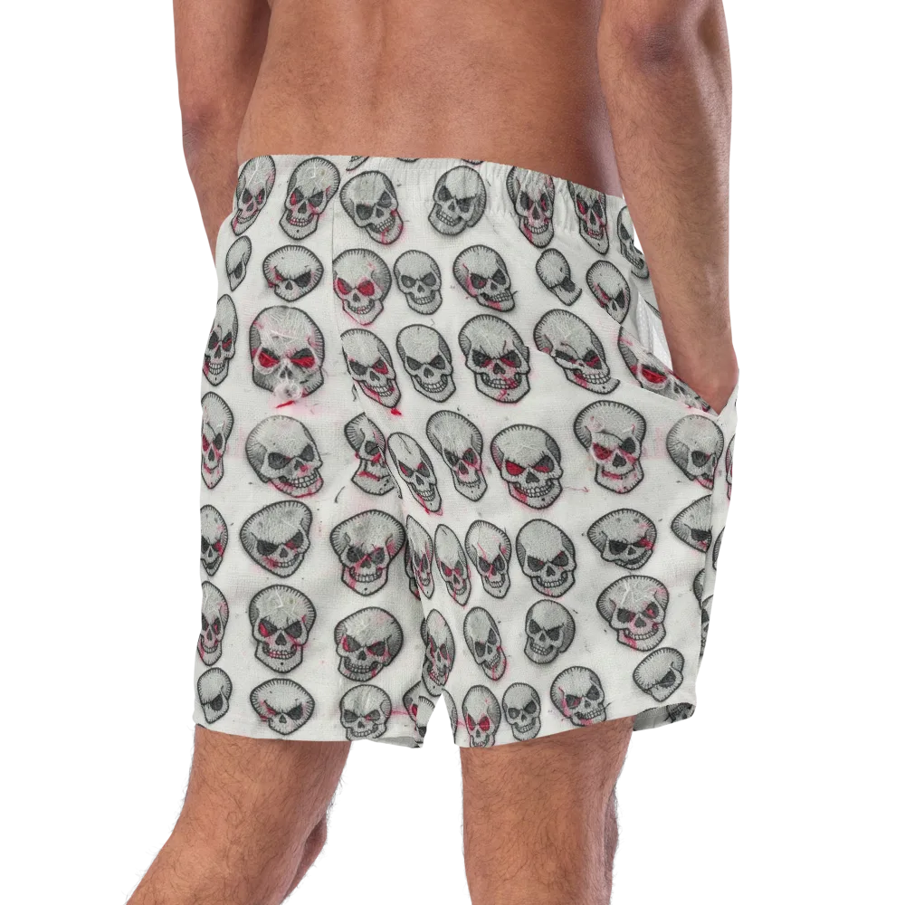Embroidered Requiem on Swim Trunks — Right Back