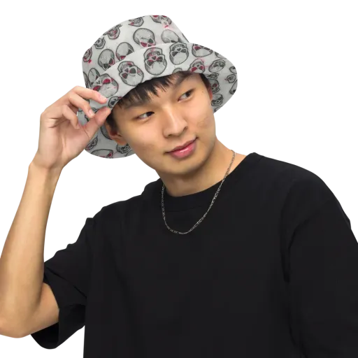 Embroidered Requiem on a Reversible Bucket Hat