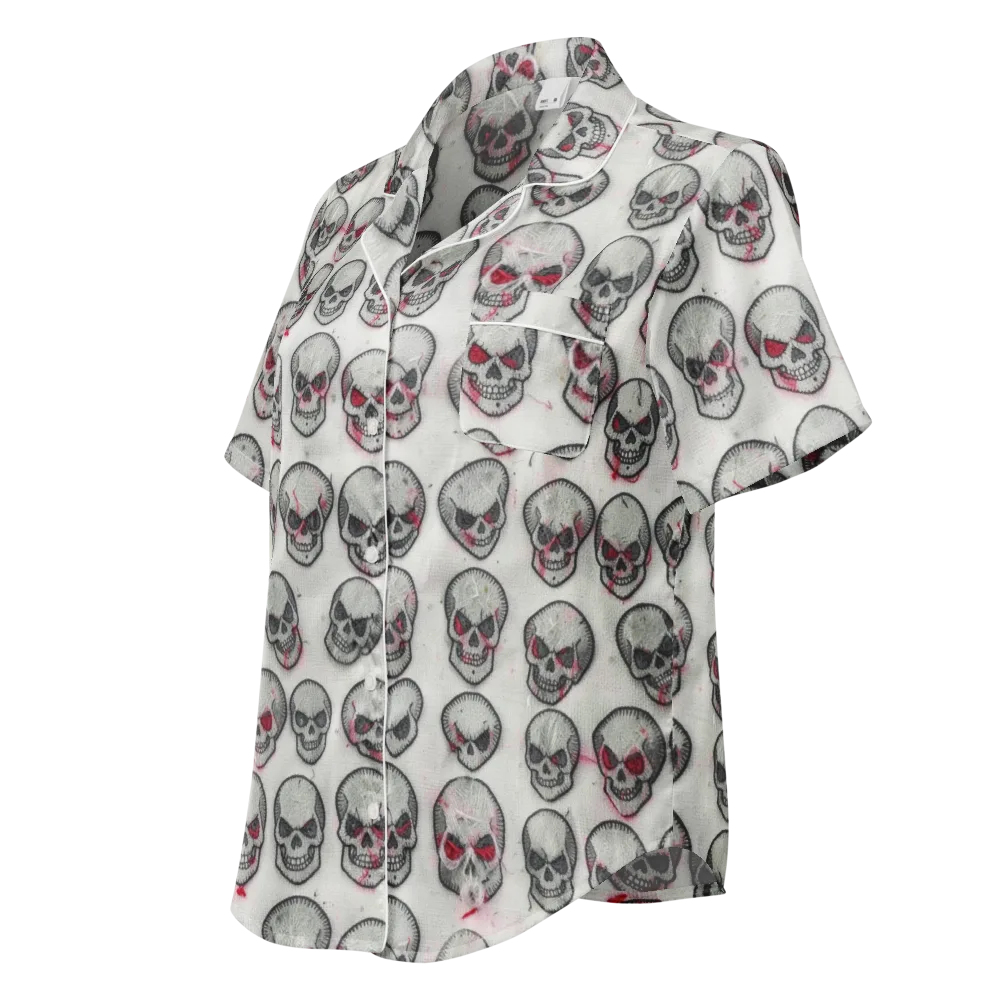 Embroidered Requiem on Women's Short Sleeve Pajama Top — Left Front