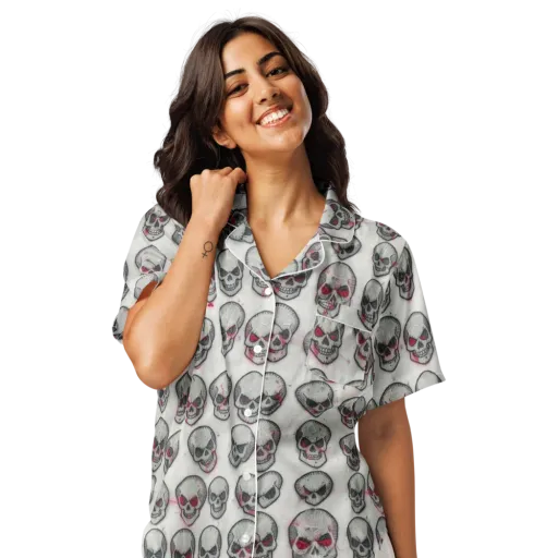 Embroidered Requiem on a Women's Short Sleeve Pajama Top