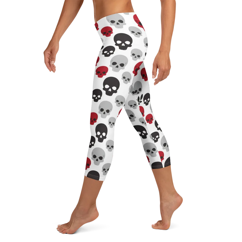 Skull Garden on Capri Leggings — Left