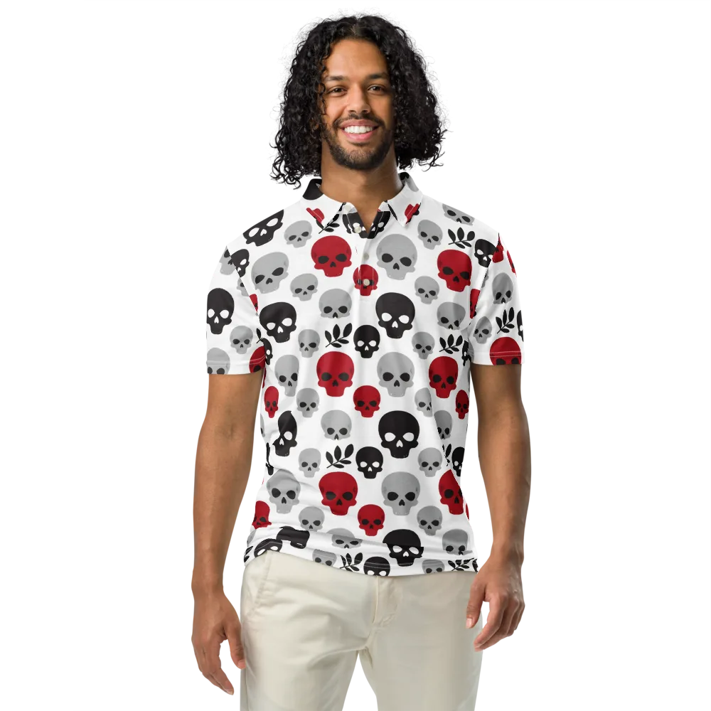 Skull Garden on Men's Slim Fit Polo Shirt — Front