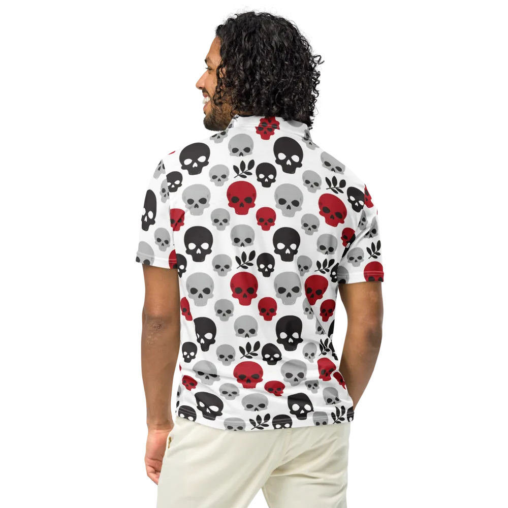 Skull Garden on Men's Slim Fit Polo Shirt — Back