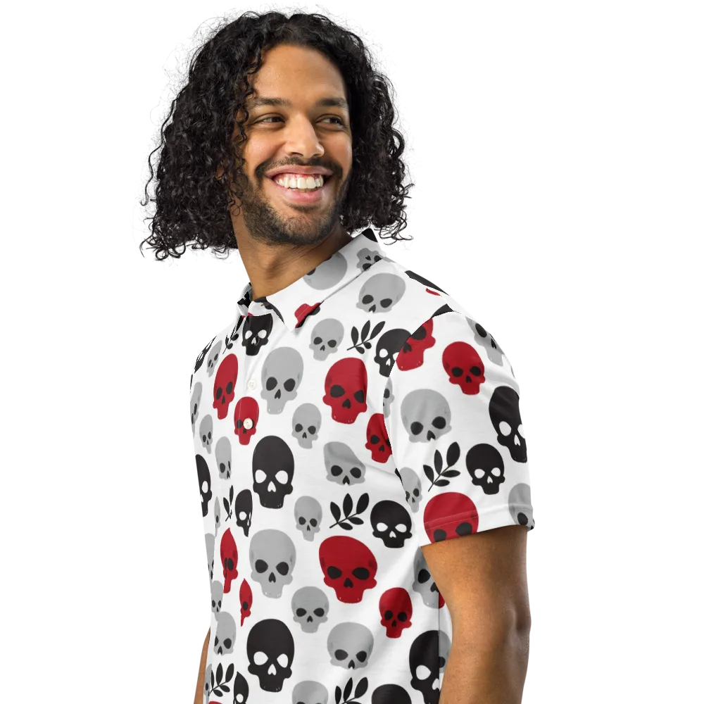 Skull Garden on Men's Slim Fit Polo Shirt — Left Front