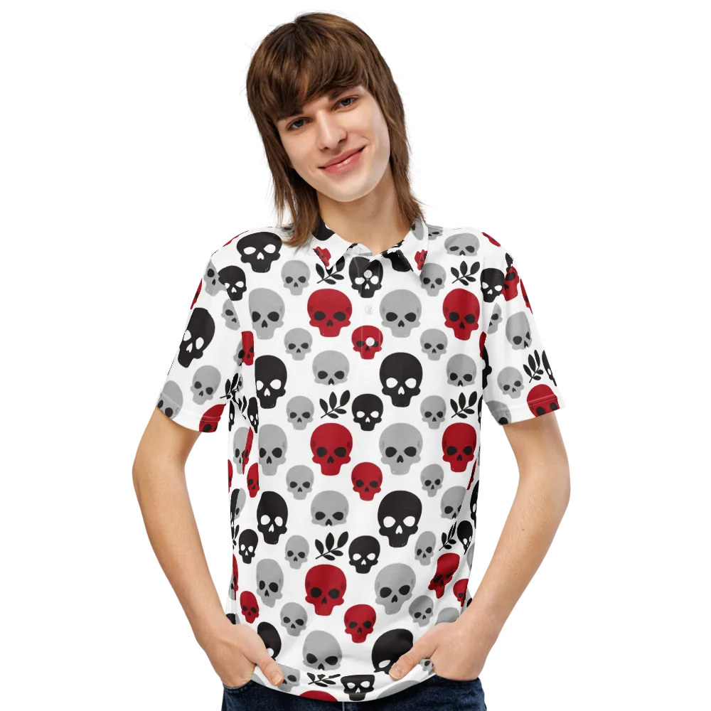 Skull Garden on Men's Slim Fit Polo Shirt — Front
