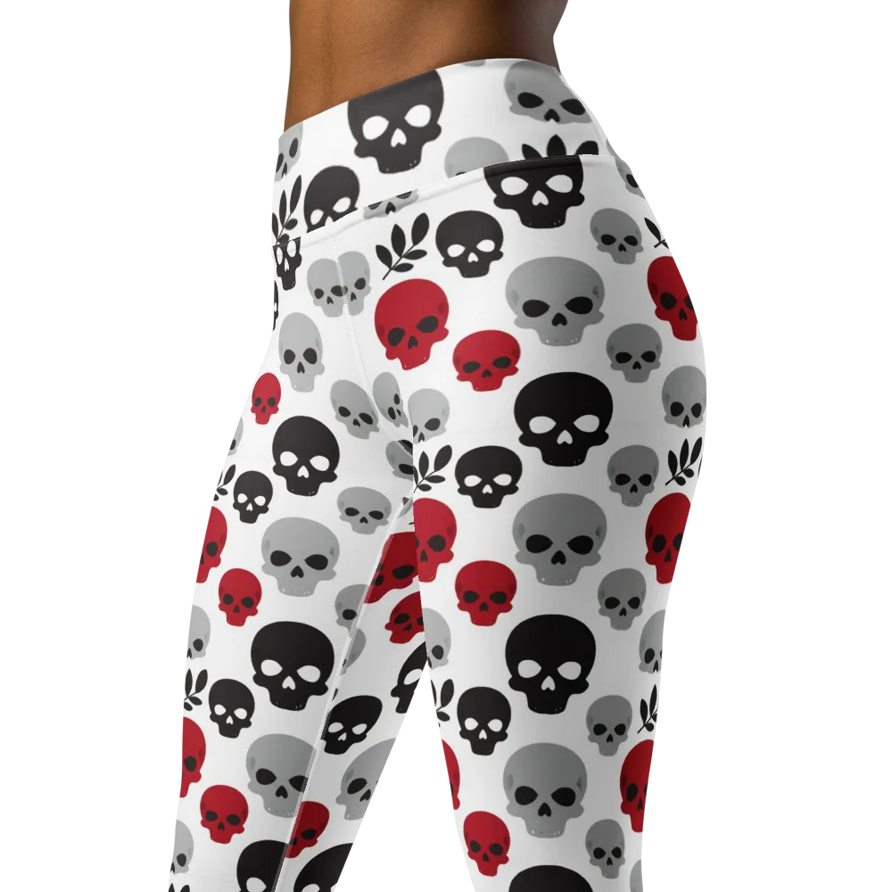 Skull Garden on Yoga Leggings — Left Front