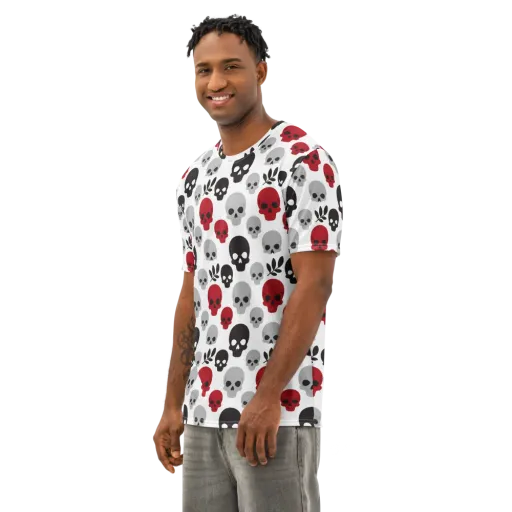Skull Garden on a Men's Cotton Crew Neck T-Shirt