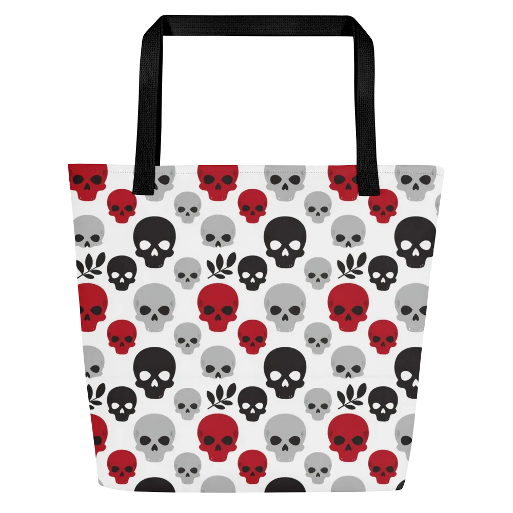 Skull Garden on Large Tote Bag W/ Pocket — Front