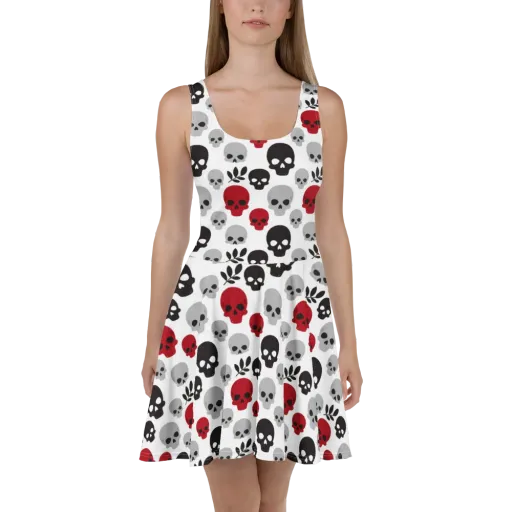 Skull Garden on a Skater Dress