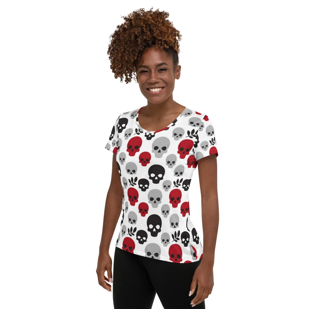 Skull Garden on Women's Athletic T-Shirt — Left