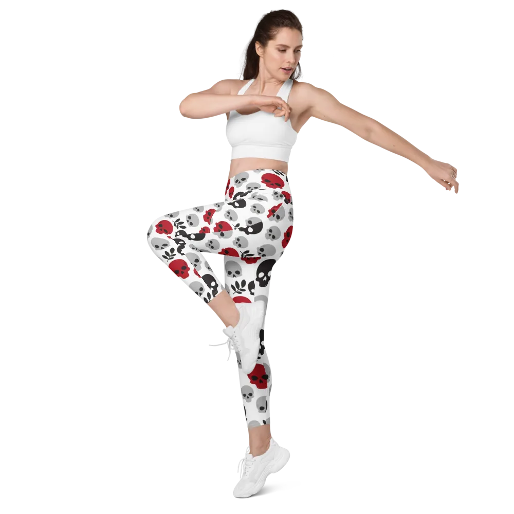 Skull Garden on Leggings with Pockets — Left Front