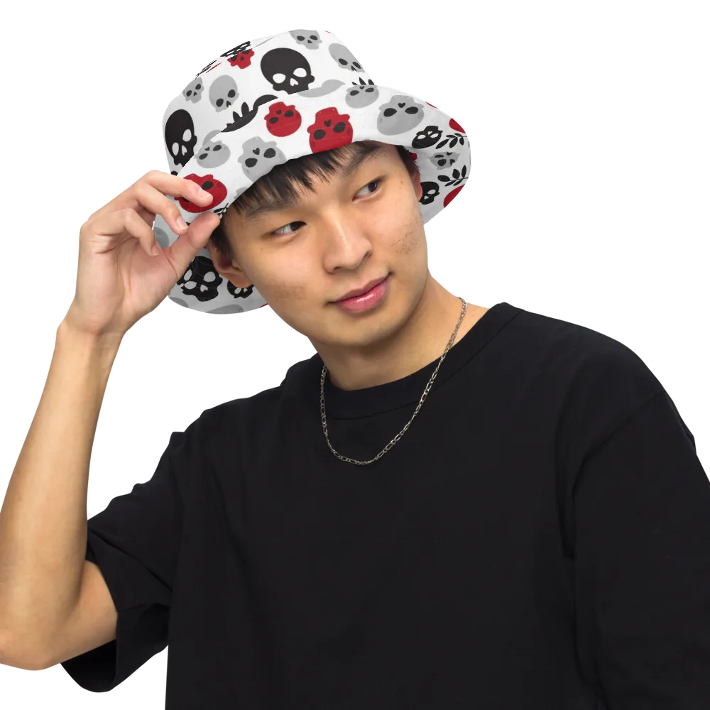 Skull Garden on Reversible Bucket Hat — Front Inside