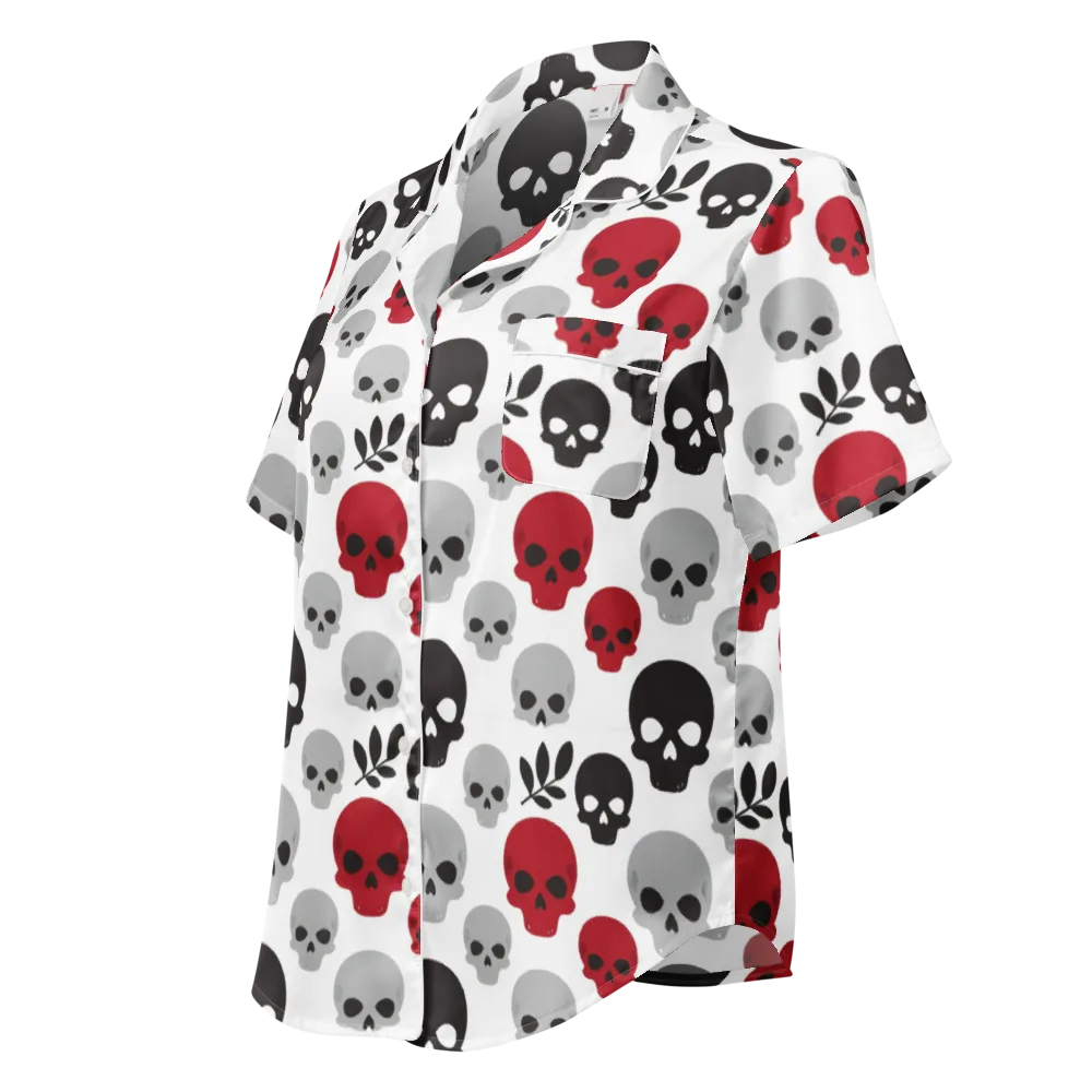 Skull Garden on Women's Short Sleeve Pajama Top — Left Front