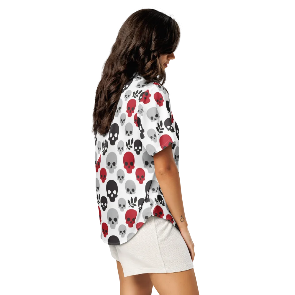 Skull Garden on Women's Short Sleeve Pajama Top — Right Back