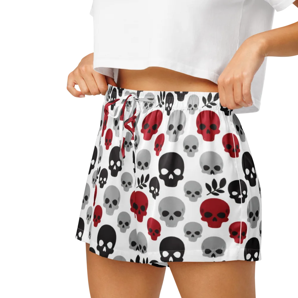 Skull Garden on Women's Pajama Shorts — Left