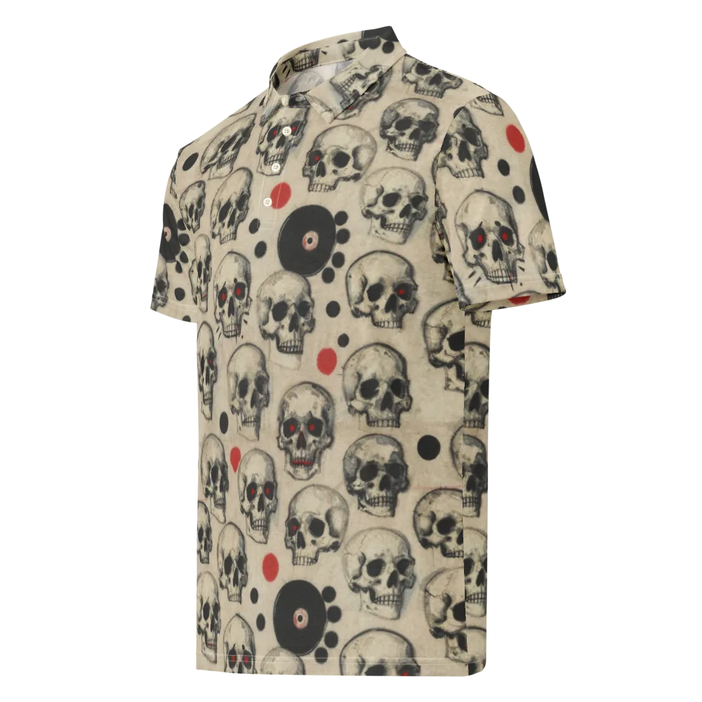 Vinyl Ossuary on Men's Slim Fit Polo Shirt — Left Front