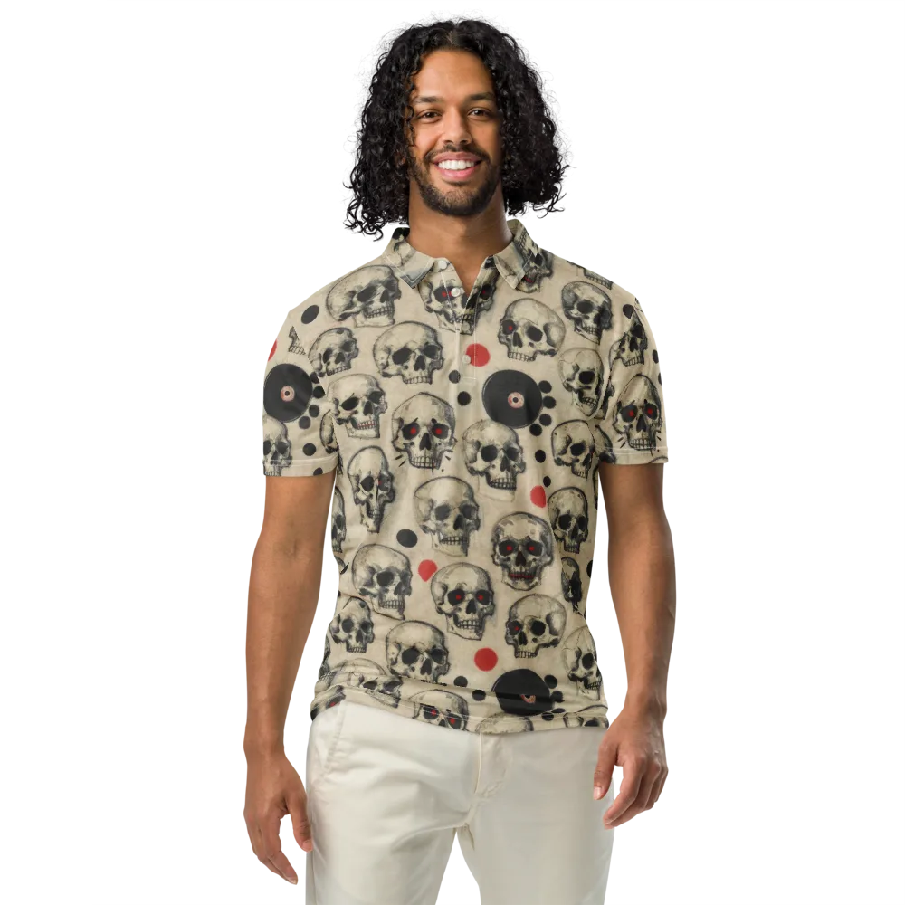 Vinyl Ossuary on Men's Slim Fit Polo Shirt — Front