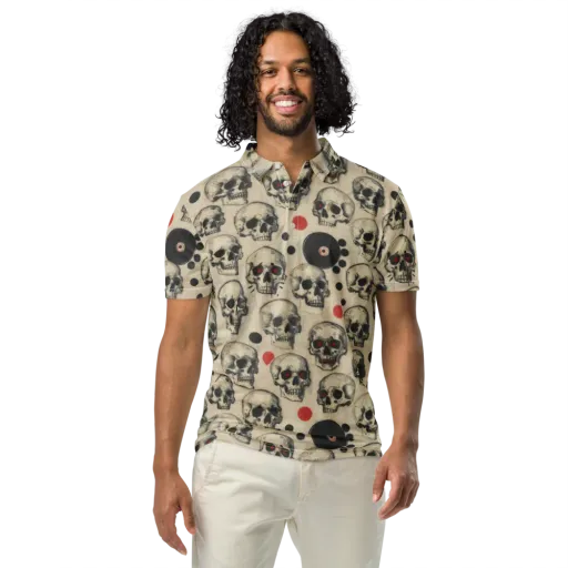 Vinyl Ossuary on a Men's Slim Fit Polo Shirt