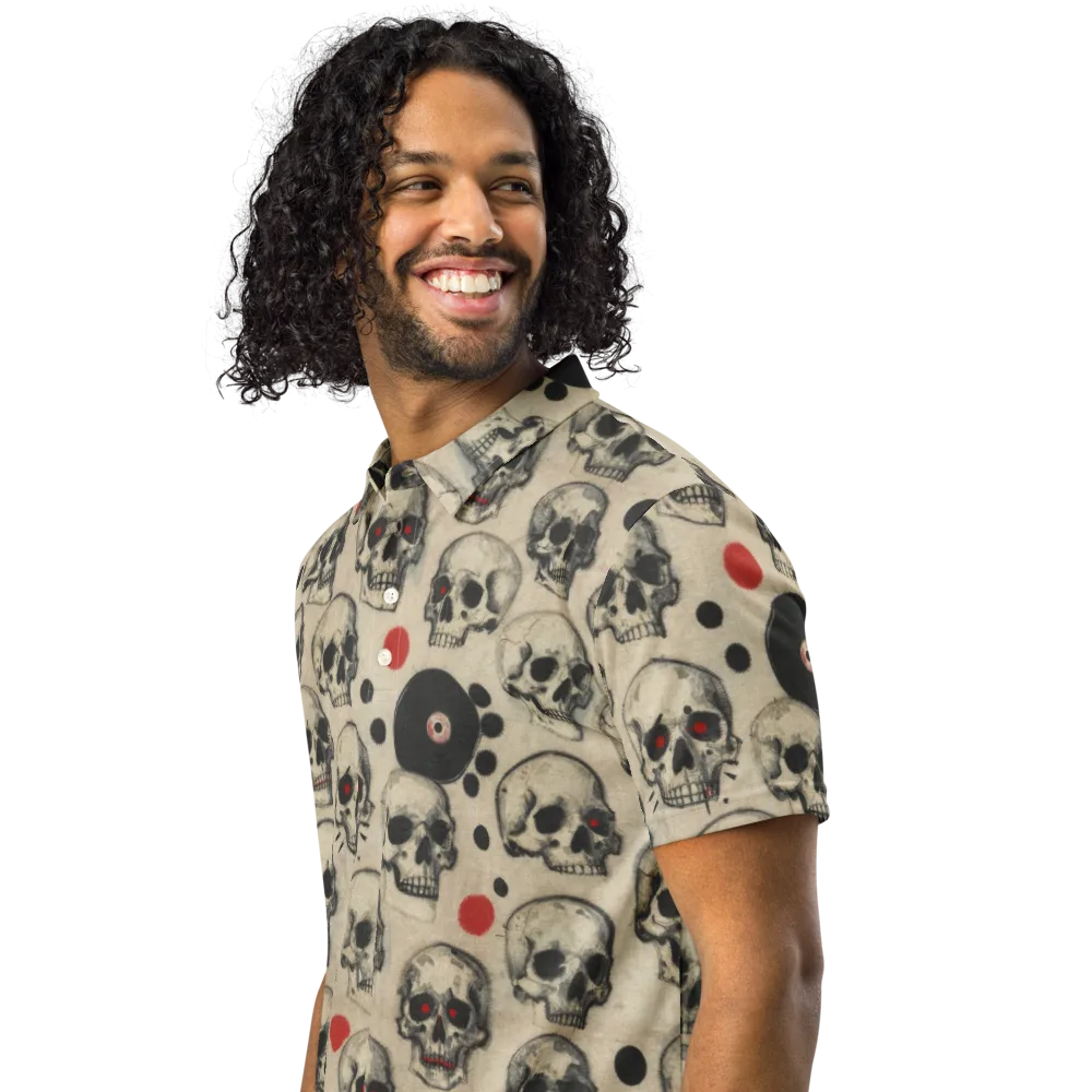 Vinyl Ossuary on Men's Slim Fit Polo Shirt — Left Front
