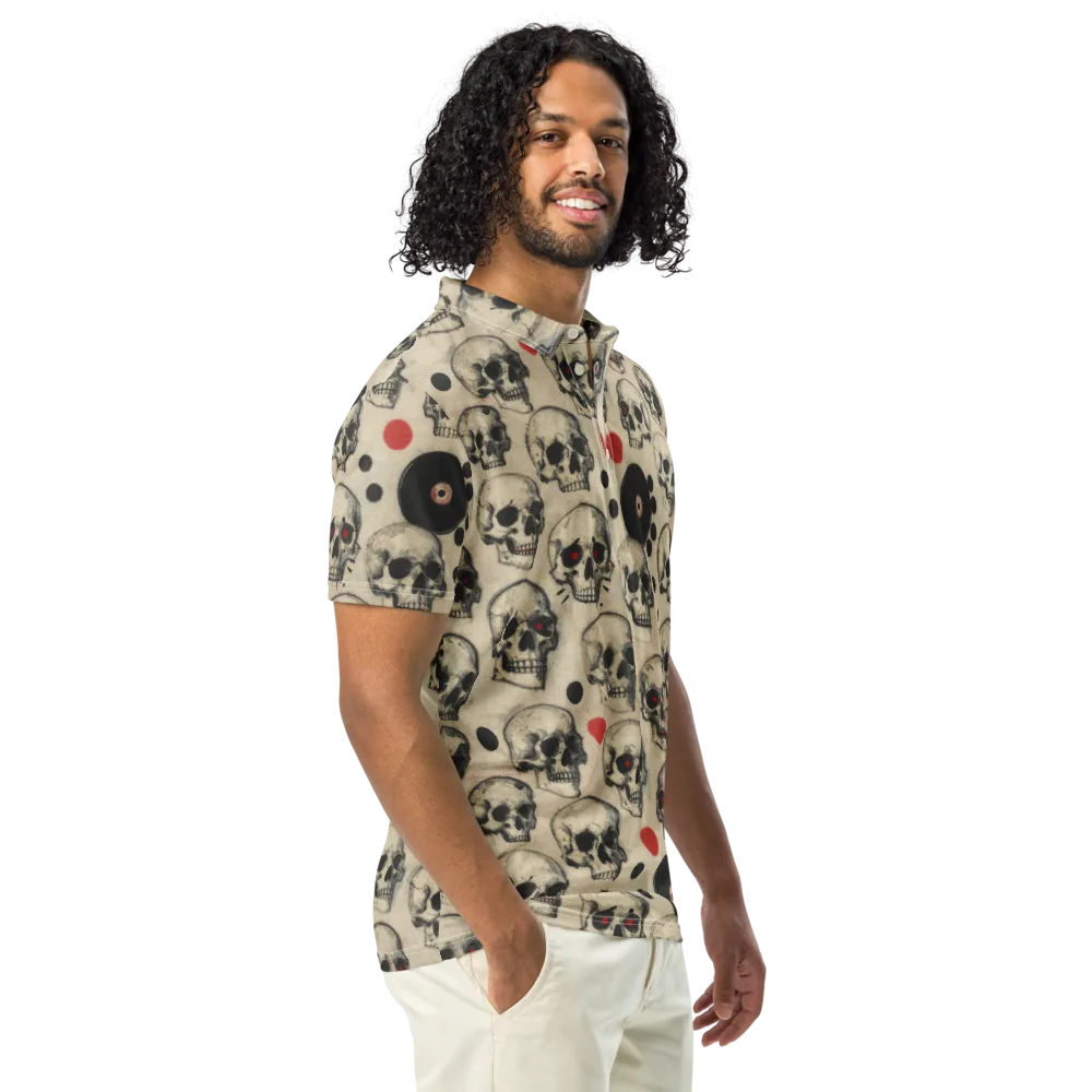Vinyl Ossuary on Men's Slim Fit Polo Shirt — Right Front