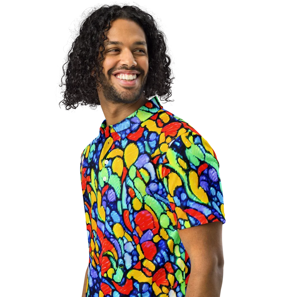 Chromatic Crush on Men's Slim Fit Polo Shirt — Left Front