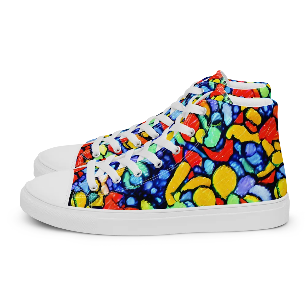 Chromatic Crush on Men's High Top Canvas Shoes — Left
