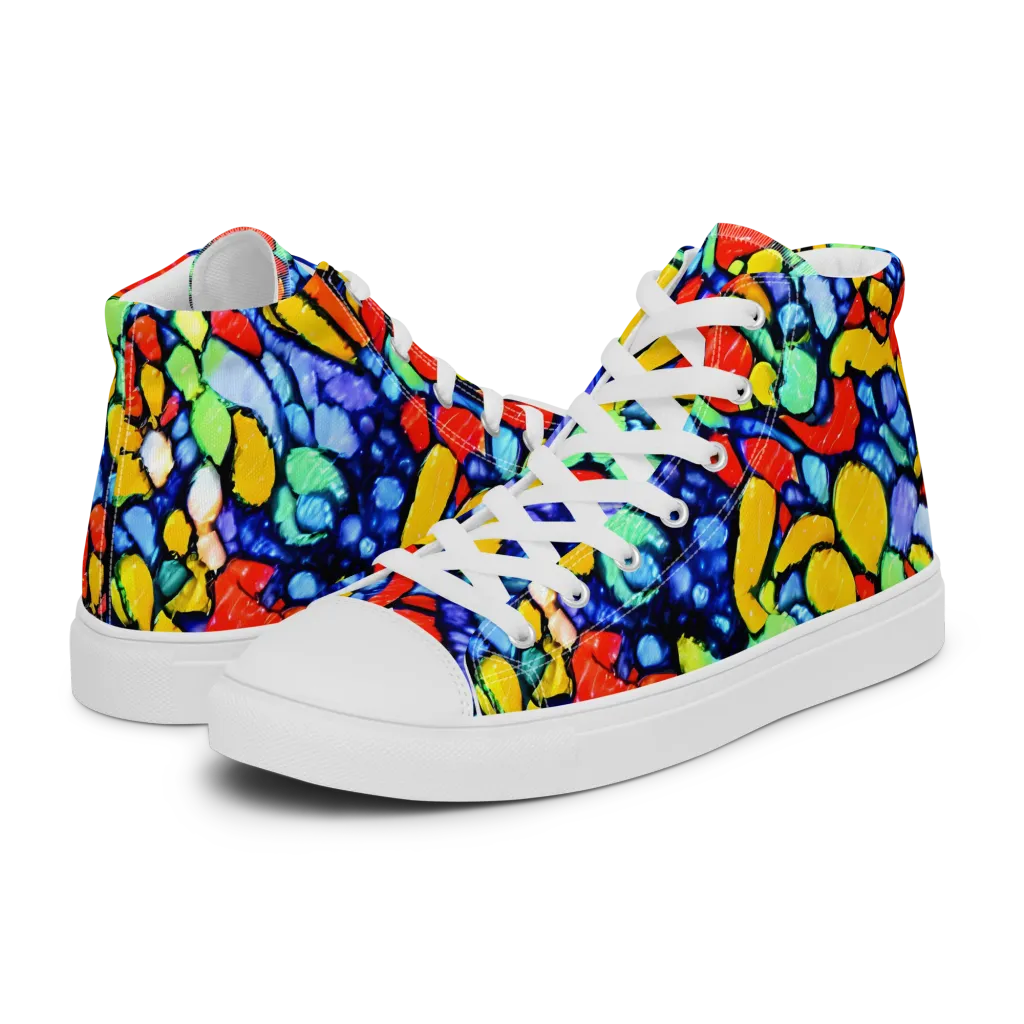 Chromatic Crush on Women's High Top Canvas Shoes — Left