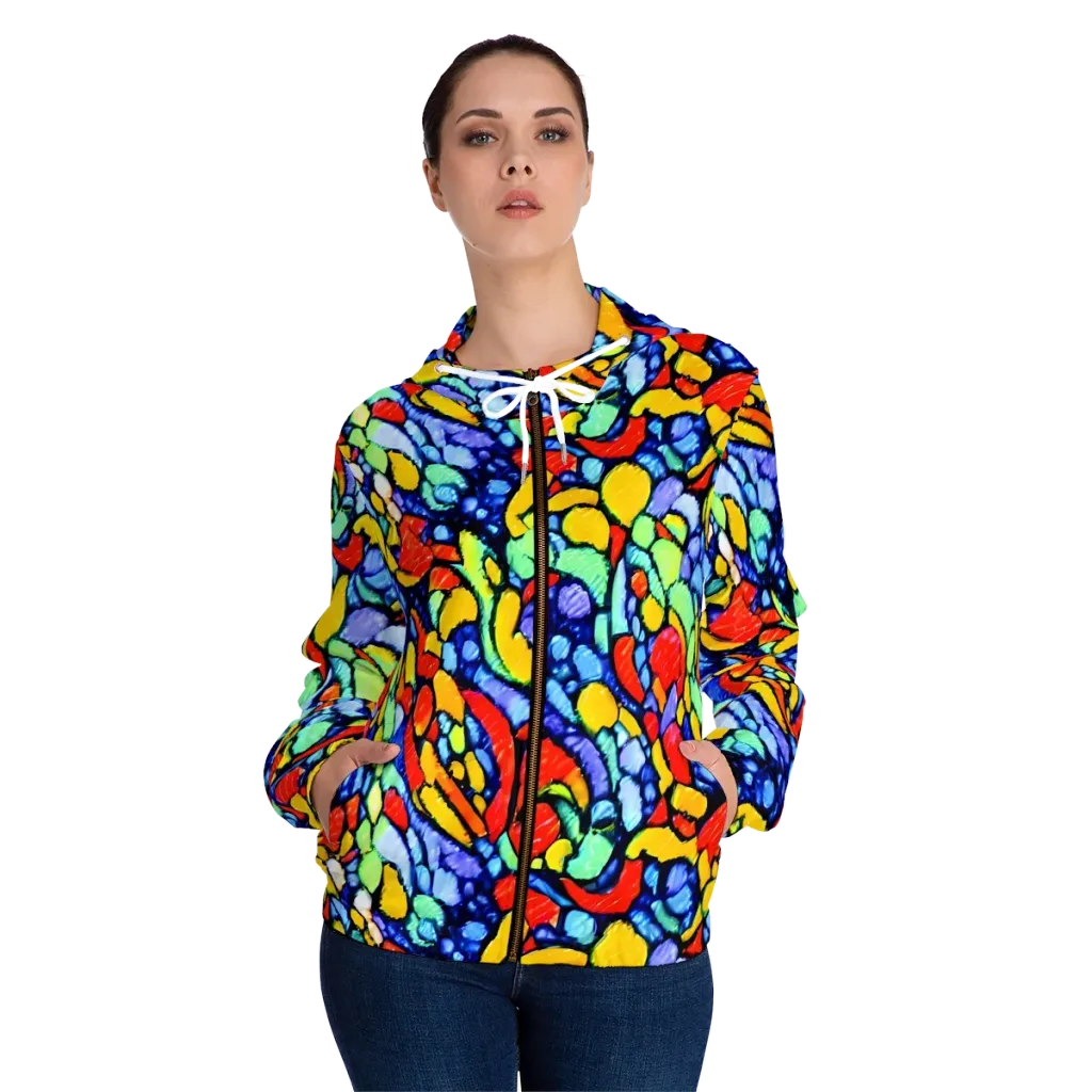 Chromatic Crush on Women's Full-Zip Hoodie — Front On Person