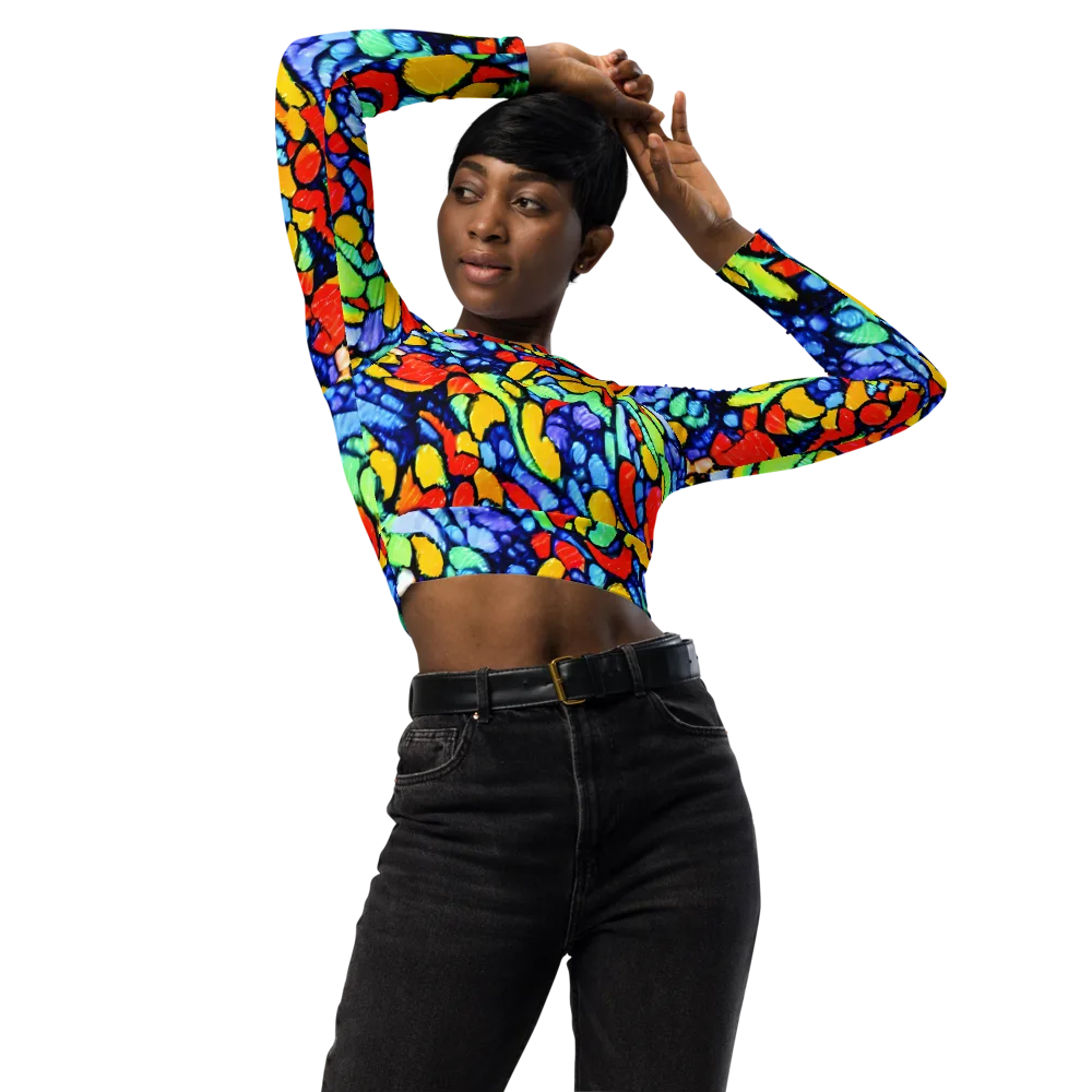 Chromatic Crush on Long Sleeve Crop Top — Front