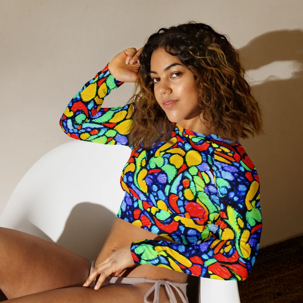 Chromatic Crush on Long Sleeve Crop Top — Left Front