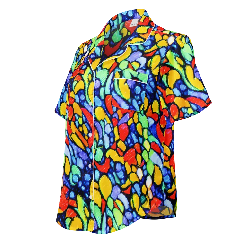 Chromatic Crush on Women's Short Sleeve Pajama Top — Left Front