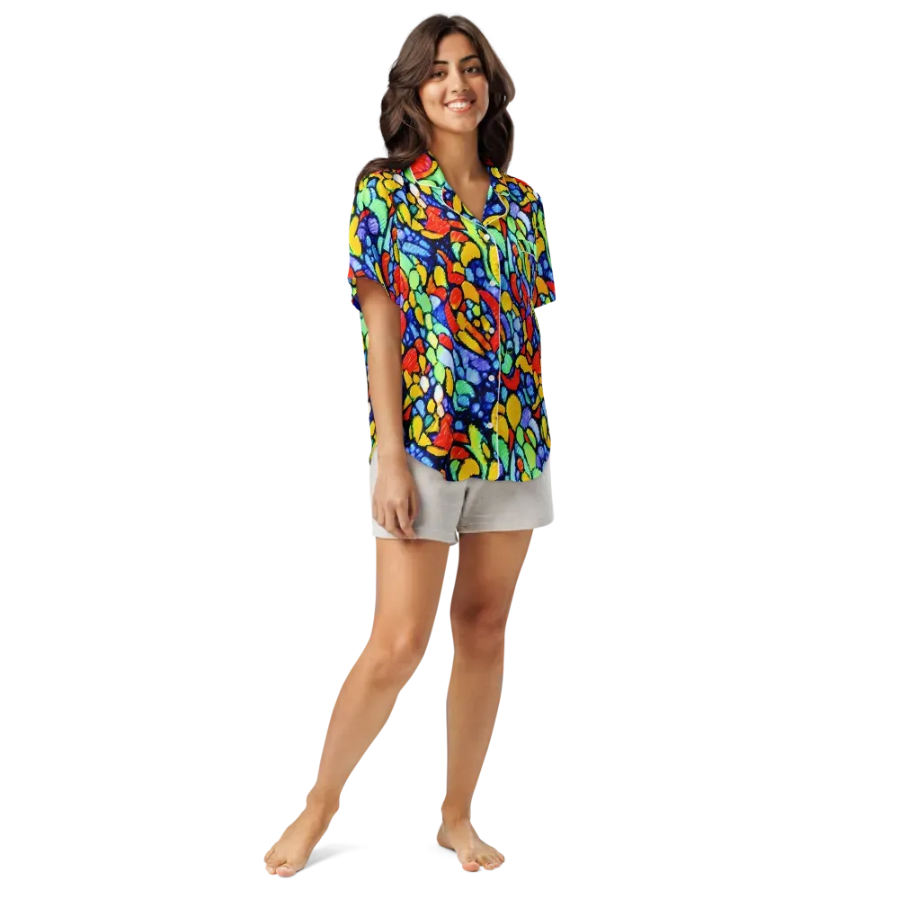 Chromatic Crush on Women's Short Sleeve Pajama Top — Front