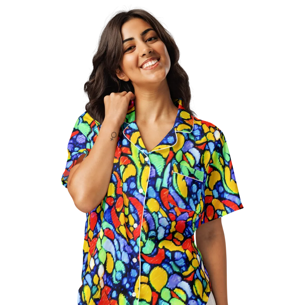 Chromatic Crush on Women's Short Sleeve Pajama Top — Front