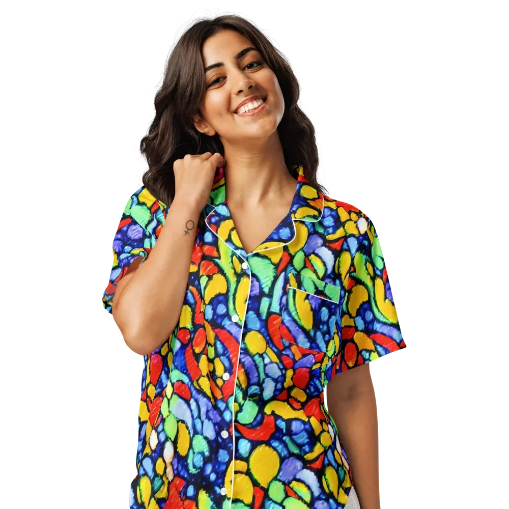 Chromatic Crush on Women's Short Sleeve Pajama Top — Front