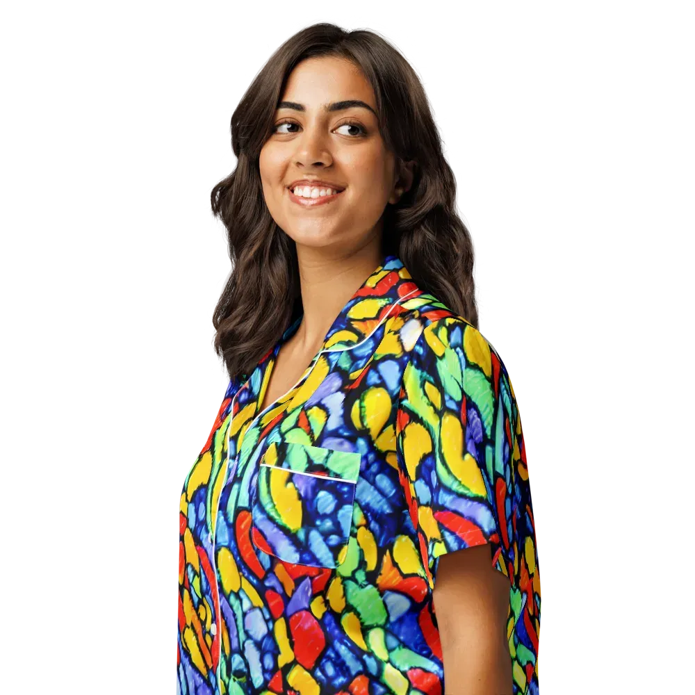 Chromatic Crush on Women's Short Sleeve Pajama Top — Left Front
