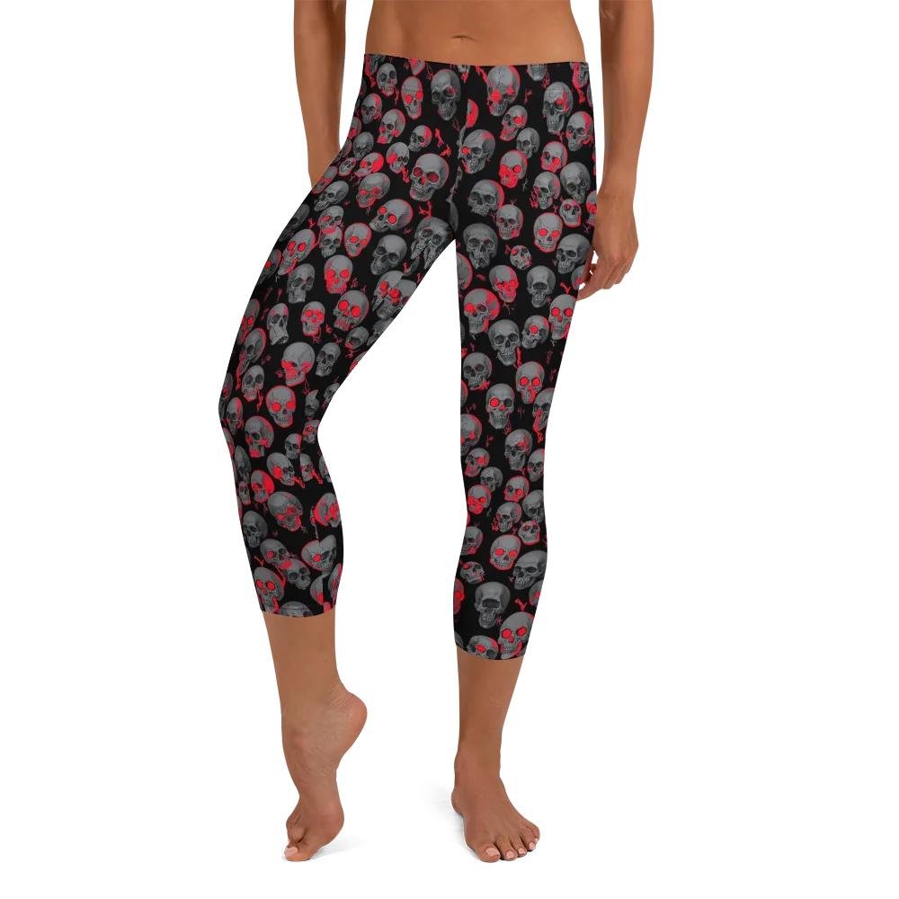 Neon Bone Yard on Capri Leggings — Front