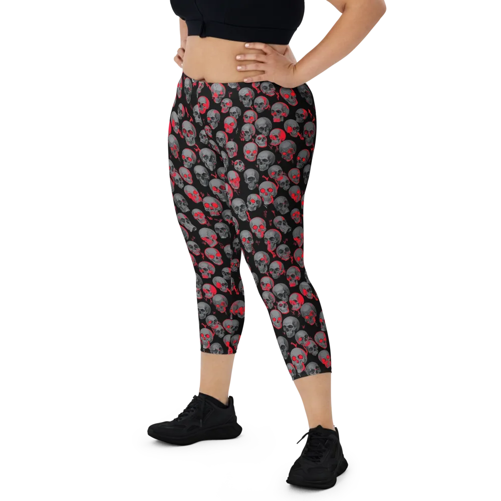 Neon Bone Yard on Capri Leggings — Front