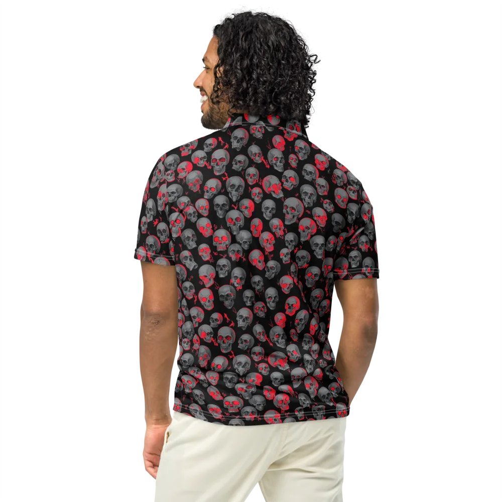 Neon Bone Yard on Men's Slim Fit Polo Shirt — Back
