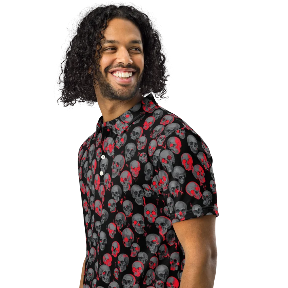 Neon Bone Yard on Men's Slim Fit Polo Shirt — Left Front