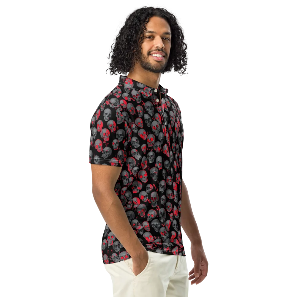 Neon Bone Yard on Men's Slim Fit Polo Shirt — Right Front