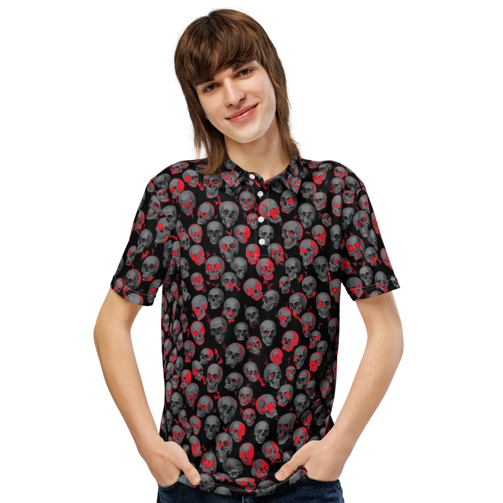 Neon Bone Yard on Men's Slim Fit Polo Shirt — Front