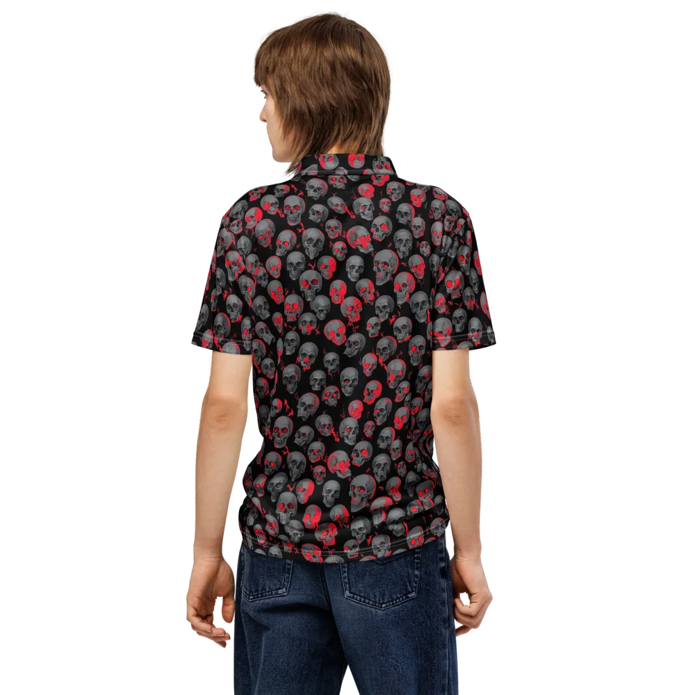 Neon Bone Yard on Men's Slim Fit Polo Shirt — Back