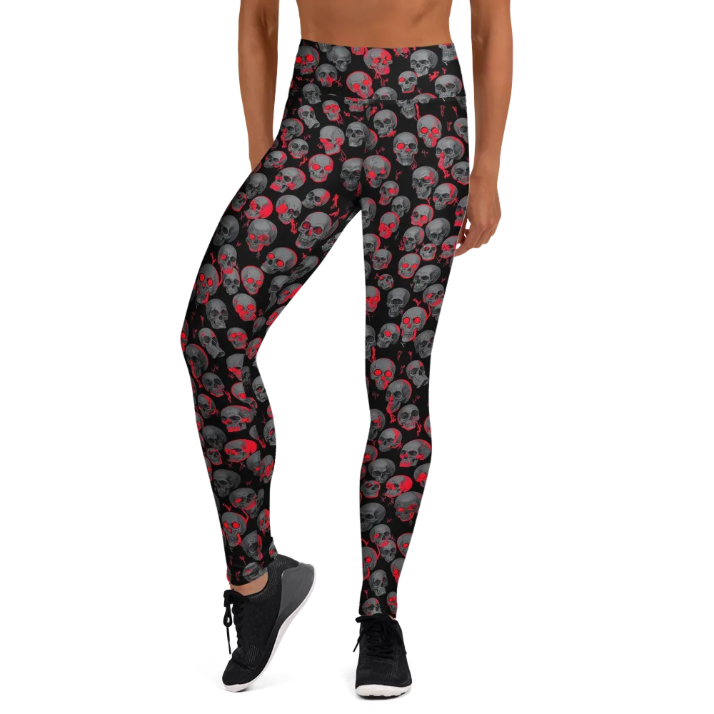 Neon Bone Yard on Yoga Leggings — Front