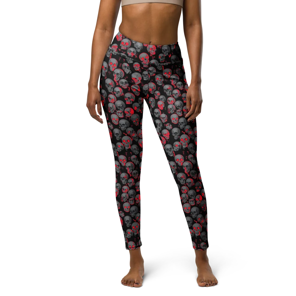 Neon Bone Yard on Yoga Leggings — Front