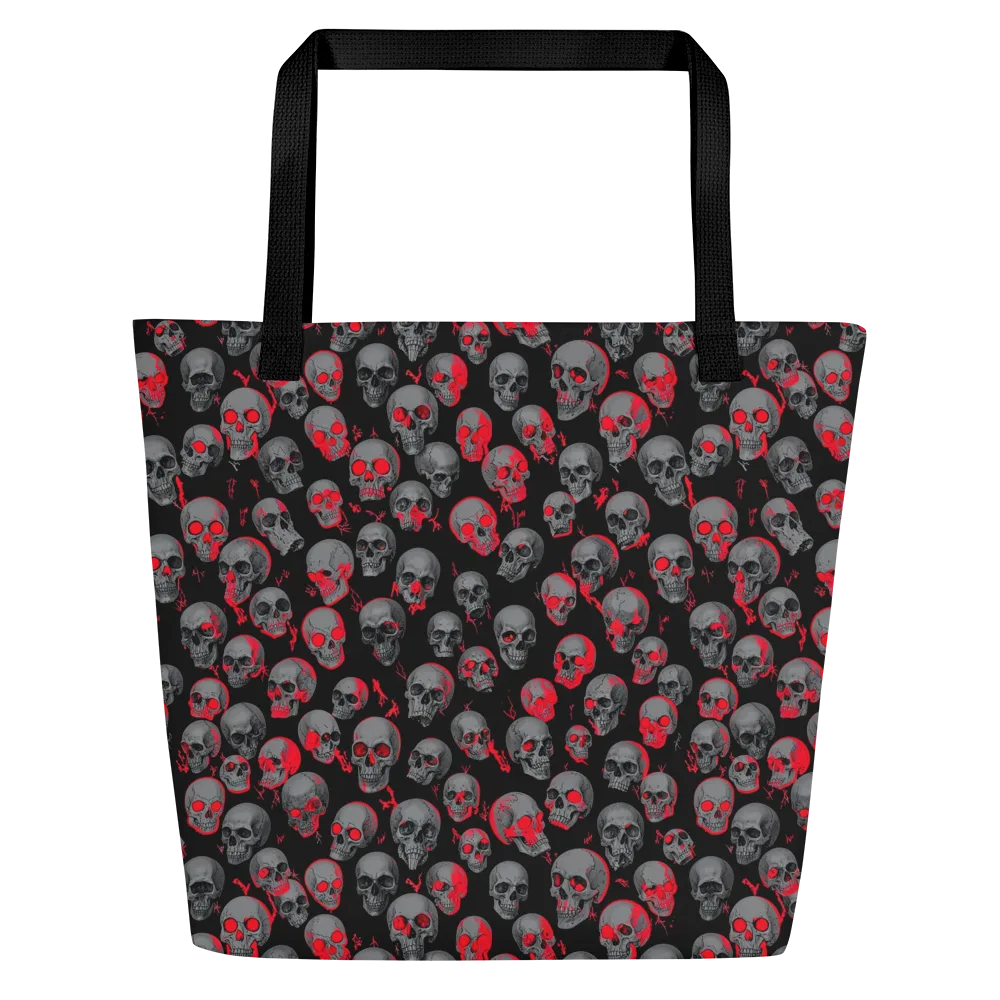 Neon Bone Yard on Large Tote Bag W/ Pocket — Front