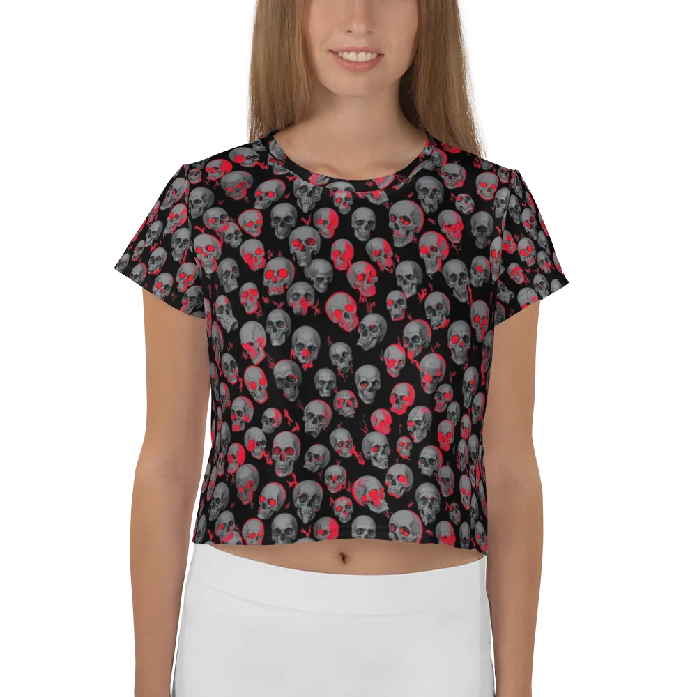 Neon Bone Yard on Crop Tee — Front