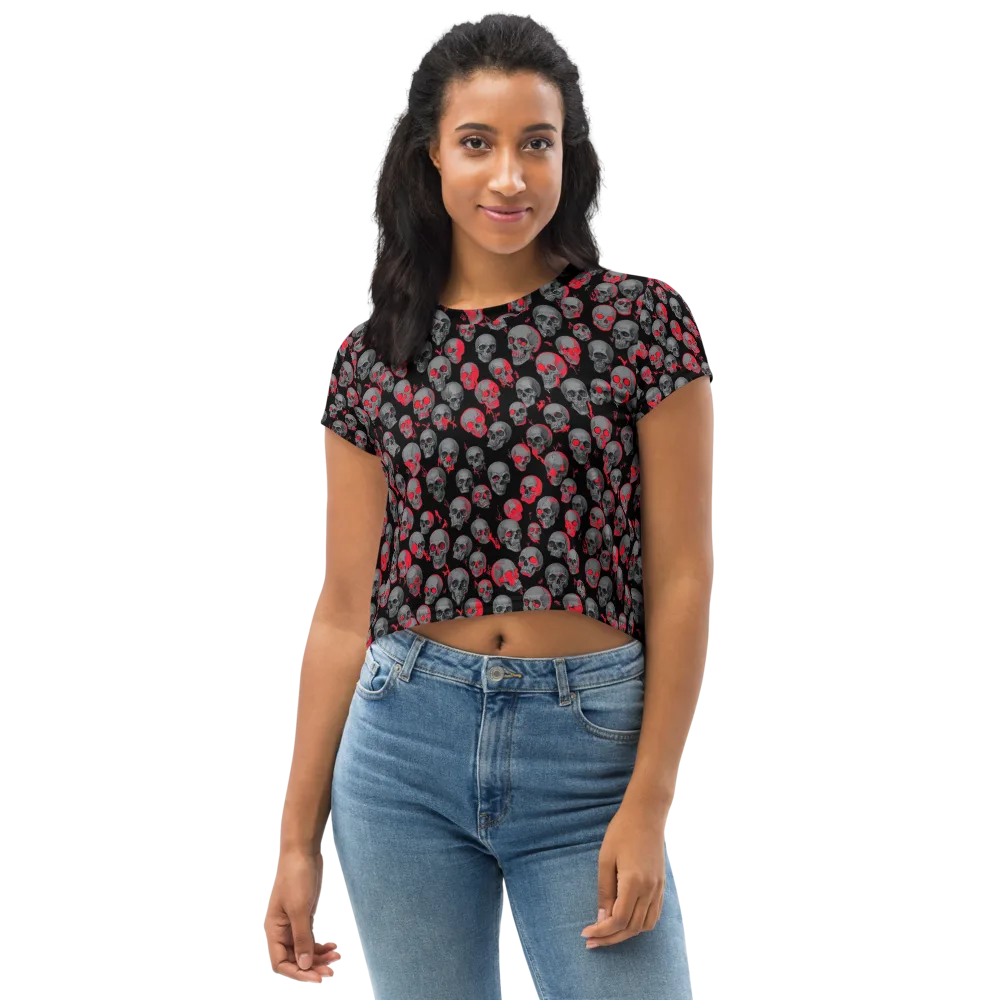 Neon Bone Yard on Crop Tee — Front