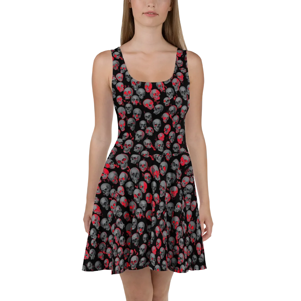 Neon Bone Yard on Skater Dress — Front